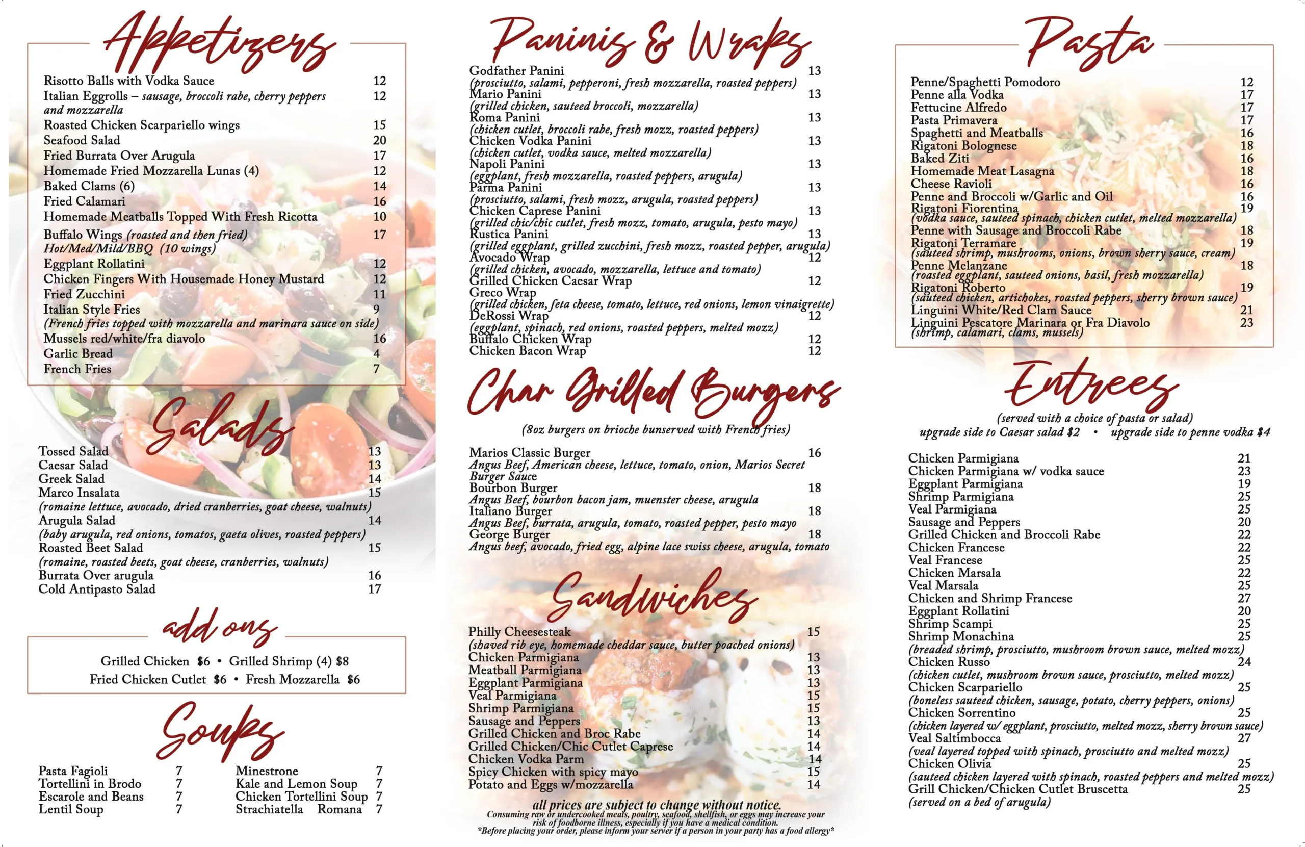Mario's Menu — inside