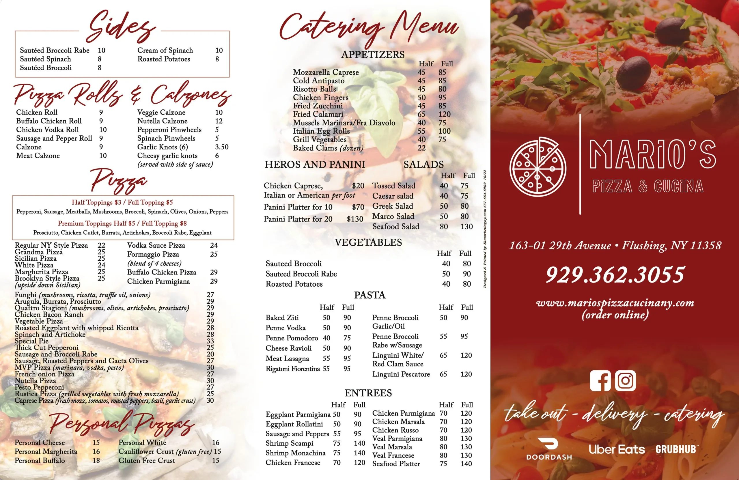 Mario's Menu — front page